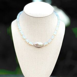 Stunning Freshwater Pearl and Fire Opal Necklace